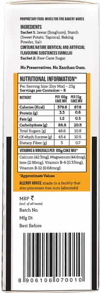 Serapheena Jowar & Sweet Potato Cake Mix - Vanilla Pound Cake 185G