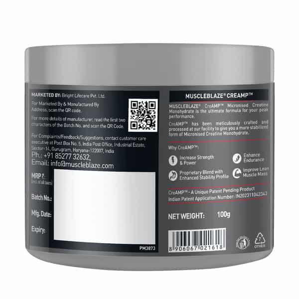Muscleblaze Creatine Monohydrate Creamp With Creabsor (100 G - Unflavoured) With Shaker 650Ml