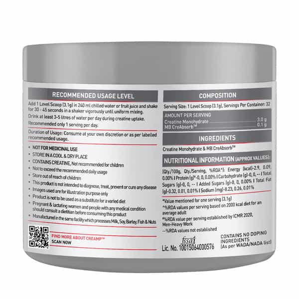 Muscleblaze Creatine Monohydrate Creamp With Creabsor (100 G - Unflavoured) With Shaker 650Ml