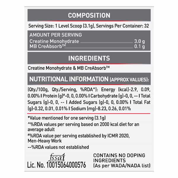 Muscleblaze Creatine Monohydrate Creamp With Creabsor (100 G - Unflavoured) With Shaker 650Ml