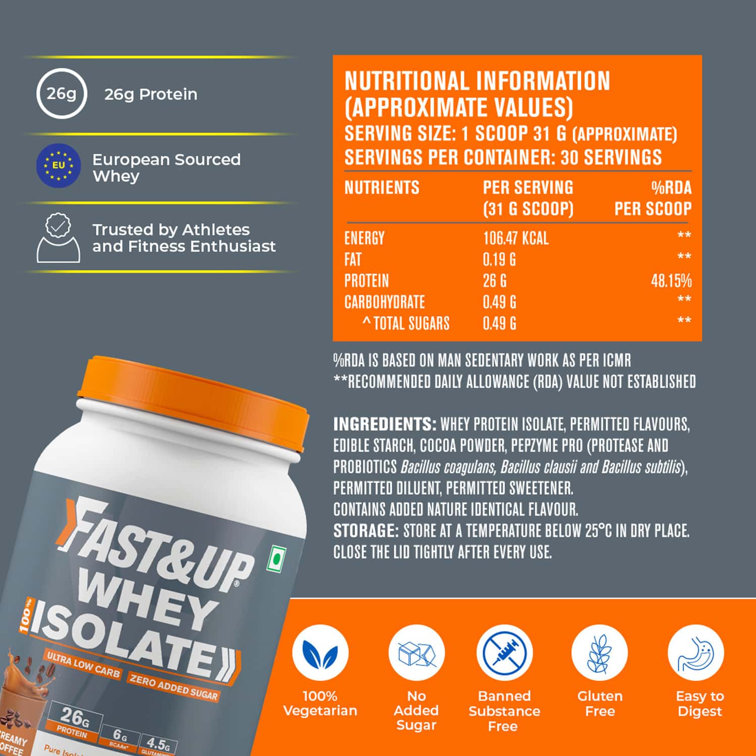 Pure Isolate Buy FAST&UP WHEY PROTEIN PURE ISOLATE, 930G - (CREAMY COFFEE FLAVOUR ...