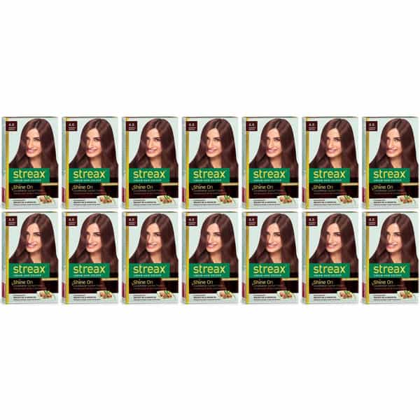 Streax Cream Hair Color For Unisex 60Ml - 4.6 Reddish Brown (Pack Of 14)
