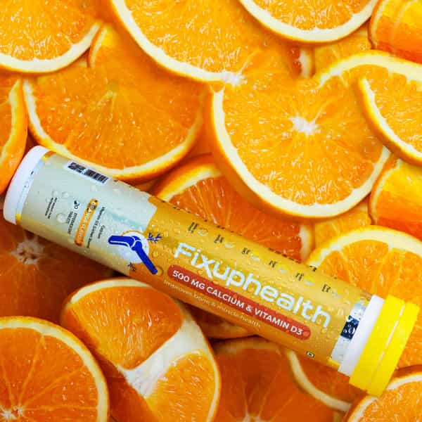 Fixuphealth Calcium 500Mg And Vitamin D3 Effervescent Orange (Pack Of 2) 20 Tablets Each Pack
