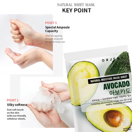 Orjena Natural Moisture Avocado Mask Sheet - Pack Of 3