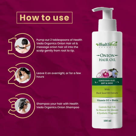Health Veda Organics Onion Hair Oil For Hair Growth & Hair Fall Control (100 Ml )
