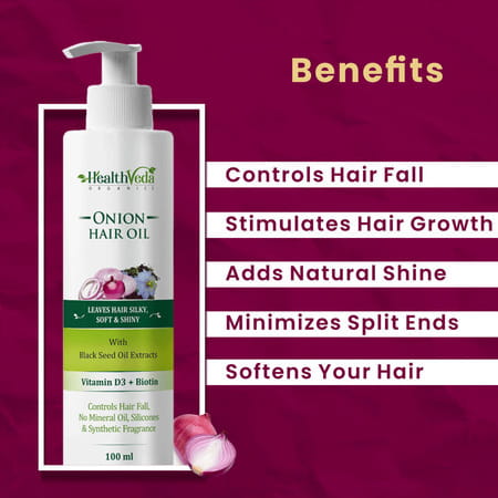 Health Veda Organics Onion Hair Oil For Hair Growth & Hair Fall Control (100 Ml )