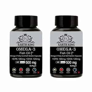 Earth King Omega 3 Fish Oil (180 Mg Epa & 120 Mg Dha) - 500mg 60 Softget Capsules (pack Of 2)