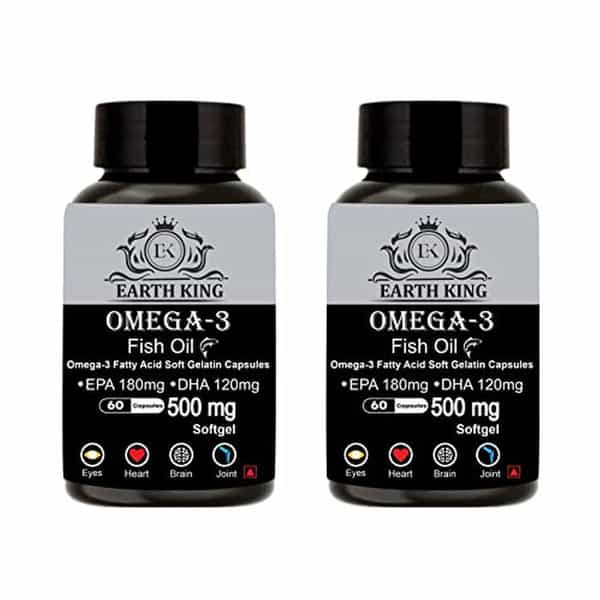 Earth King Omega 3 Fish Oil (180 Mg Epa & 120 Mg Dha) - 500Mg 60 Softget Capsules (Pack Of 2)