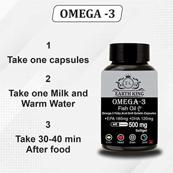 Earth King Omega 3 Fish Oil (180 Mg Epa & 120 Mg Dha) - 500Mg 60 Softget Capsules (Pack Of 2)