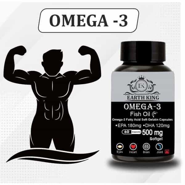 Earth King Omega 3 Fish Oil (180 Mg Epa & 120 Mg Dha) - 500Mg 60 Softget Capsules (Pack Of 2)