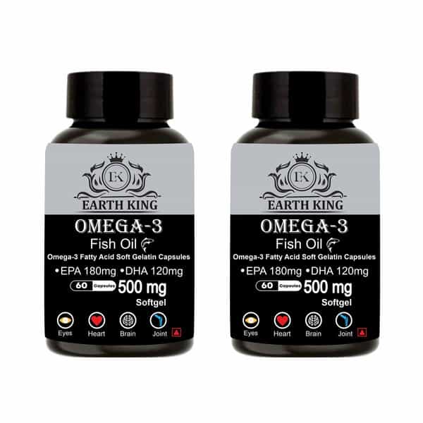 Earth King Omega 3 Fish Oil (180 Mg Epa & 120 Mg Dha) - 500Mg 60 Softget Capsules (Pack Of 2)