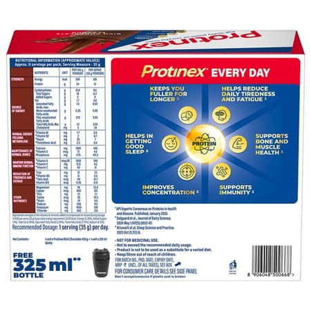 Protinex Rich Chocolate Flavour Powder With Free Bottle 325ml Jar 400 Gm