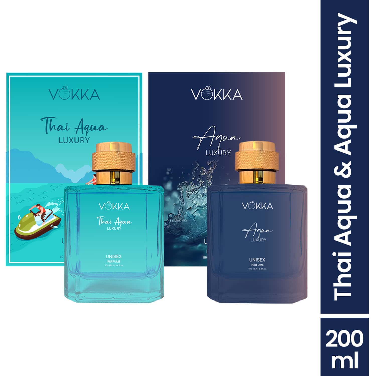 Vokka Thai Aqua & Aqua 2x100ml | Unisex Luxury Long Lasting Perfume For Men & Women