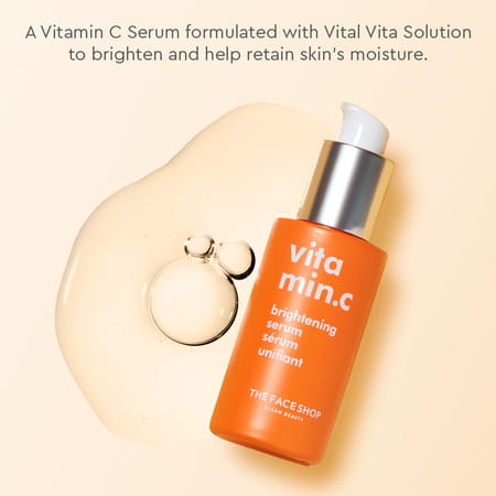 The Face Shop 98% Pure Vitamin C Brightening Korean Serum | Niacinamide & Hyaluronic Acid - 30ml