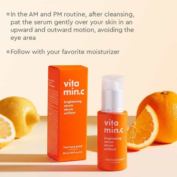 The Face Shop 98% Pure Vitamin C Brightening Korean Serum | Niacinamide & Hyaluronic Acid - 30Ml