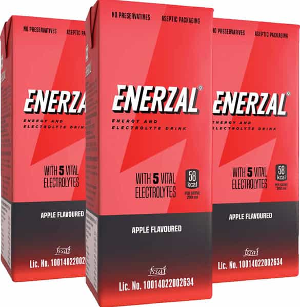 Enerzal Energy & Electrolyte Drink Apple Flavour Liquid 200Ml (Pack Of 3)