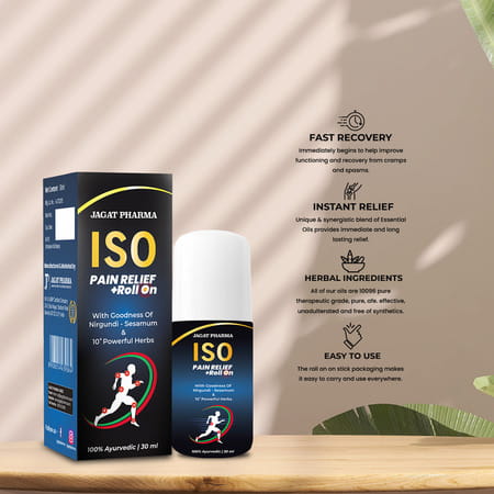 Iso Pain Relief Roll On (30ml) - Ayurvedic For Joint Back Knee Shoulder And Muscular Pain