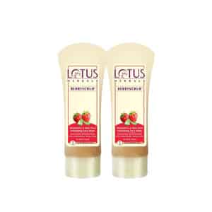 Lotus Herbals Berryscrub Strawberry & Aloe Vera Exfoliating Face Wash 120g ( Pack Of 2 )