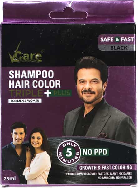 Vcare Shampoo Hair Color - Black - No Ppd - 25Ml