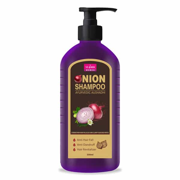Vi-John Onion Shampoo Ayurvedic Aushadhi Strengthen For Follicles And Clarify Blocked Rots 300Ml