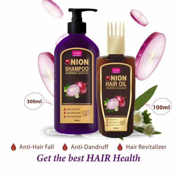 Vi-John Onion Shampoo Ayurvedic Aushadhi Strengthen For Follicles And Clarify Blocked Rots 300Ml