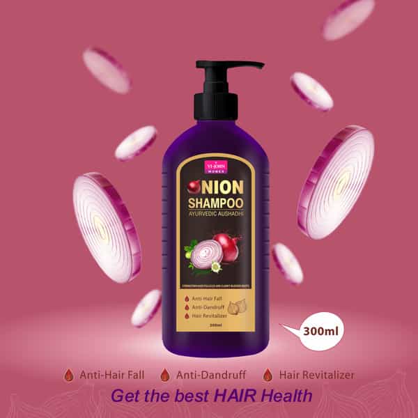 Vi-John Onion Shampoo Ayurvedic Aushadhi Strengthen For Follicles And Clarify Blocked Rots 300Ml