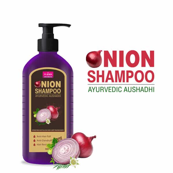 Vi-John Onion Shampoo Ayurvedic Aushadhi Strengthen For Follicles And Clarify Blocked Rots 300Ml