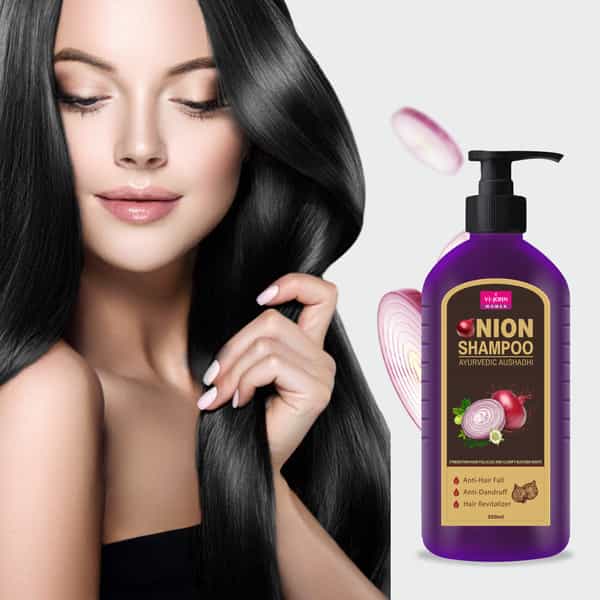 Vi-John Onion Shampoo Ayurvedic Aushadhi Strengthen For Follicles And Clarify Blocked Rots 300Ml