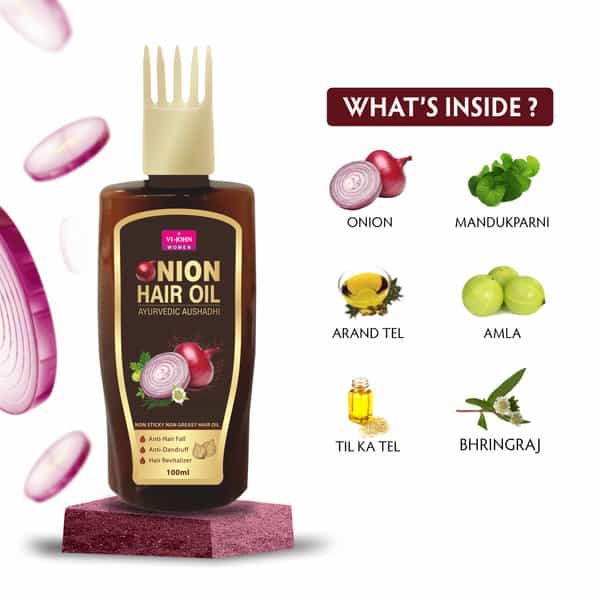 Vi-John Onion Shampoo Ayurvedic Aushadhi Strengthen For Follicles And Clarify Blocked Rots 300Ml