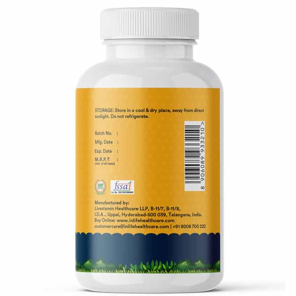 Inlife Curcumin With Piperine For Dogs Cats And Pets | 95% Curcuminoids - 60 Vegetarian Capsules