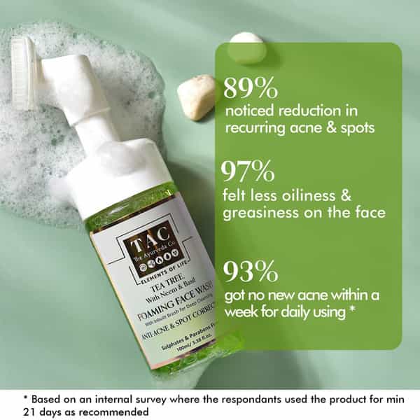 Tac - The Ayurveda Co. Tea Tree Foaming Face Wash With Neem & Basil - 100Ml