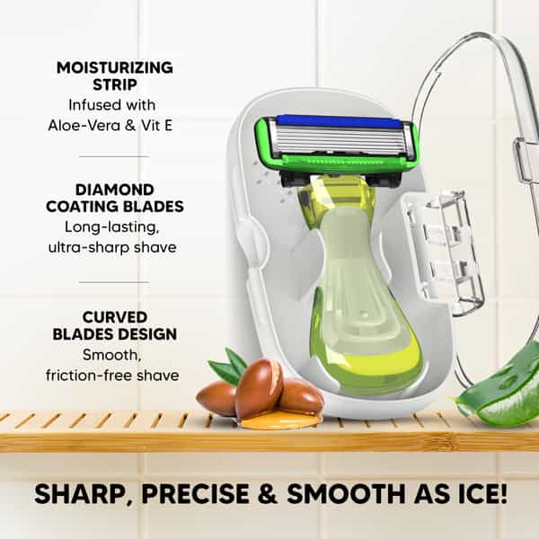Letsshave Pro Compact Head Shaving Razor For Men | 6-Blade Sensitive Razor (1 Handle + 2 Blades)