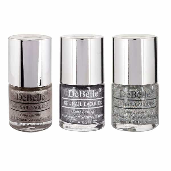 Debelle Gel Nail Polish Combo Set Of 3 Sparkling Dust[Glitter] | [Top Coat] 24 Ml (8 Ml Each)