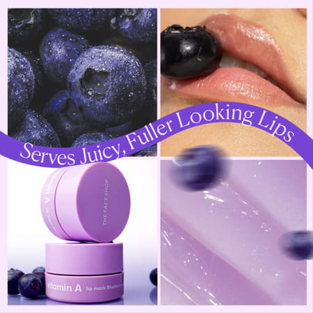 The Face Shop Vitamin A Lip Mask With Blueberry Extracts | Shea Butter For Soft Plump Lips - 14g