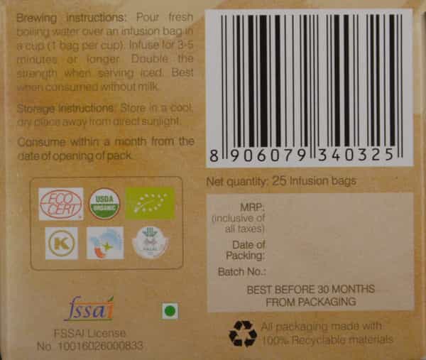 Organic Wellness Owreal Tulsi Green Classic Tea 25 Bag