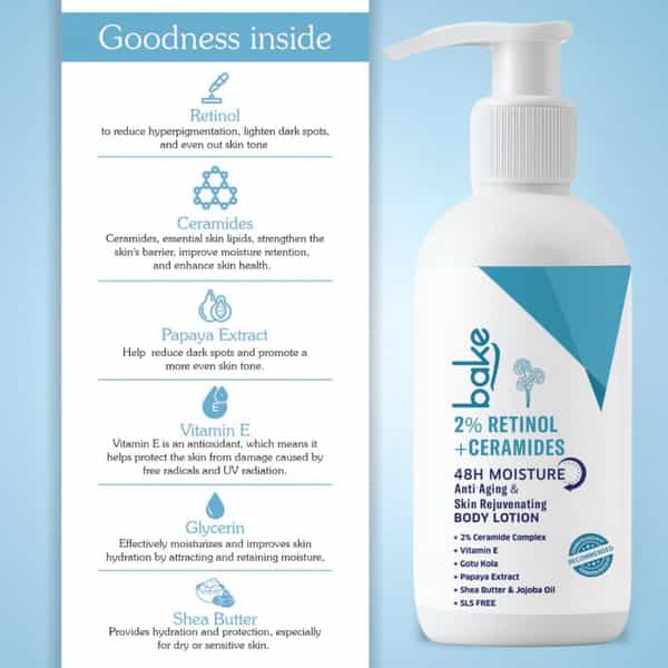 Bake 2% Retinol + Ceramide Body Lotion For Firm | Smooth Skin (200Ml)