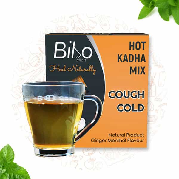 Bibo Shots - Hot Kadha Mix | Menthol & Ginger | Cough Cold Relief| Immunity L Pack Of 3 * 8 Shots