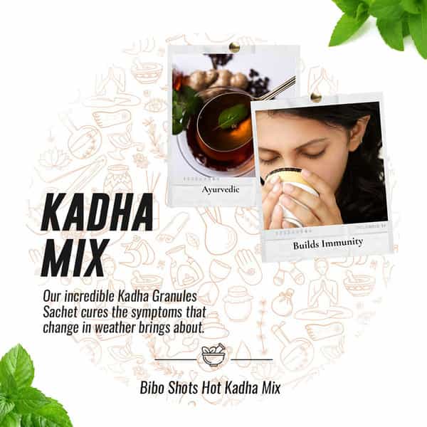 Bibo Shots - Hot Kadha Mix | Menthol & Ginger | Cough Cold Relief| Immunity L Pack Of 3 * 8 Shots