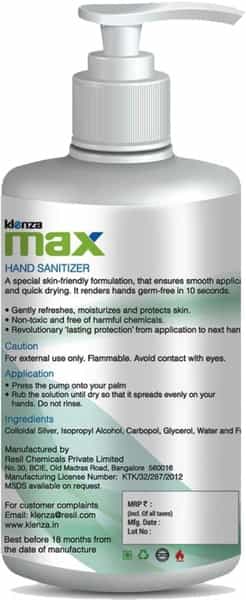 Klenza Max Hand Sanitizer With Moisturizer 500 Ml