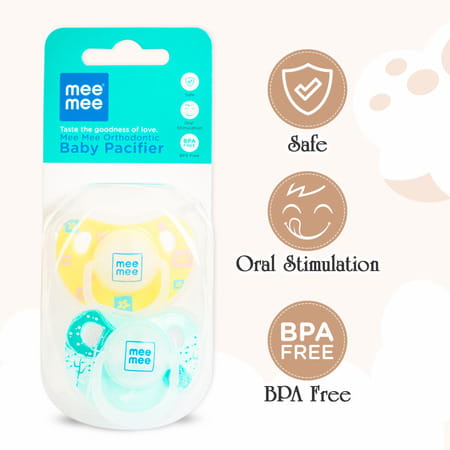 Meemee Orthodontic Baby Pacifier (Yellow_green) Soother (Yellow | Green)