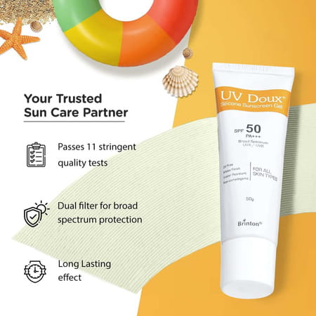 Brinton Uv Doux Face & Body Sunscreen Gel With Spf 50 Pa+++ | Matte Finish - 100G | 2 Packs