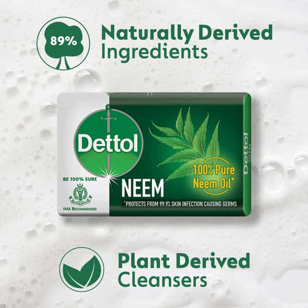 Dettol Neem Bathing Soap Bar | 75G (Buy 3 Get 1 Free)