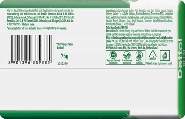 Dettol Neem Bathing Soap Bar | 75G (Buy 3 Get 1 Free)