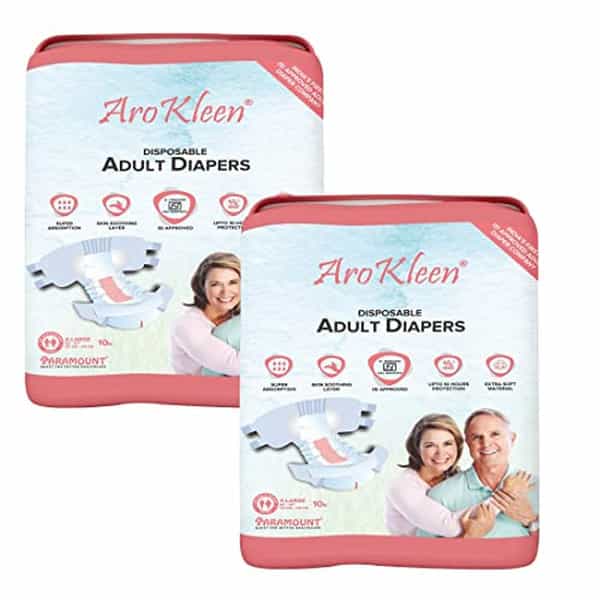 Arokleen Adult Diaper Tape Style Extra Large (Waist Size: 127 Cm-170 Cm) 10 Pcs Per Packet Pack Of 2