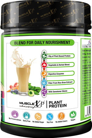 Musclexp Plant Protein - Natural Protein Powder With Pea Protein Vegetable Blend 400g (Sugar Free)