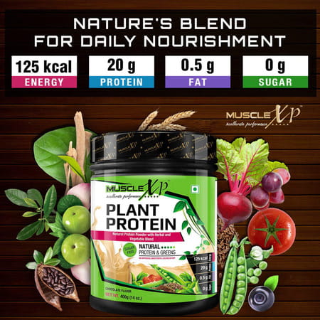 Musclexp Plant Protein - Natural Protein Powder With Pea Protein Vegetable Blend 400g (Sugar Free)
