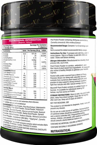 Musclexp Plant Protein - Natural Protein Powder With Pea Protein Vegetable Blend 400G (Sugar Free)
