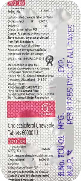 Tcu D3 Strip Of 8 Chewable Tablets