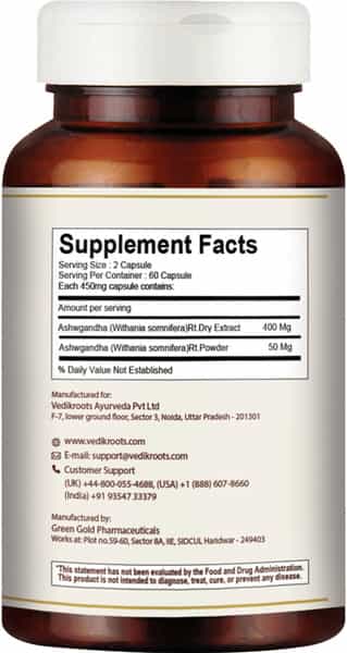Vedikroots Ashwagandha 60 Capsules For Strength Performance And Stress Relief