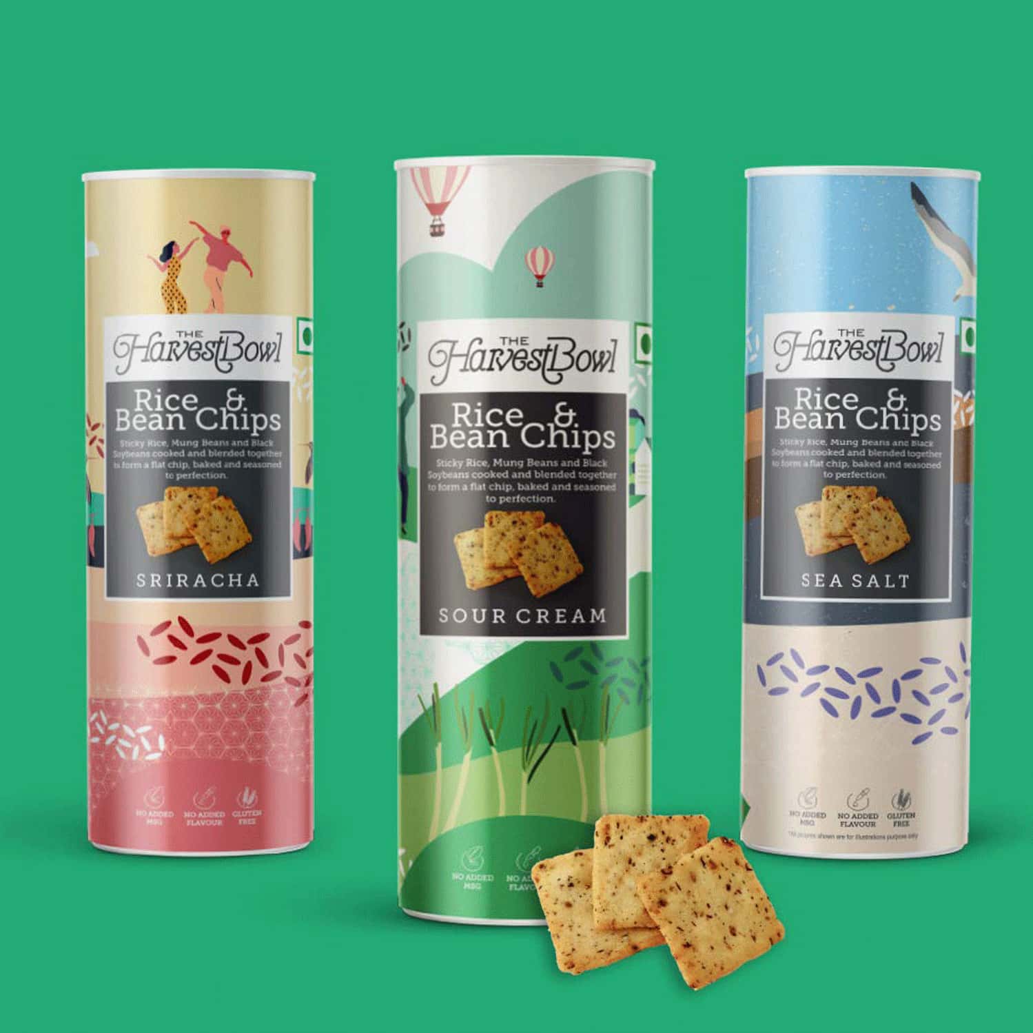 Buy THE HARVEST BOWL RICE & BEAN CHIPS SRIRACHA, SEA SALT, SOUR CREAM 120 GMX3 (PACK OF 3